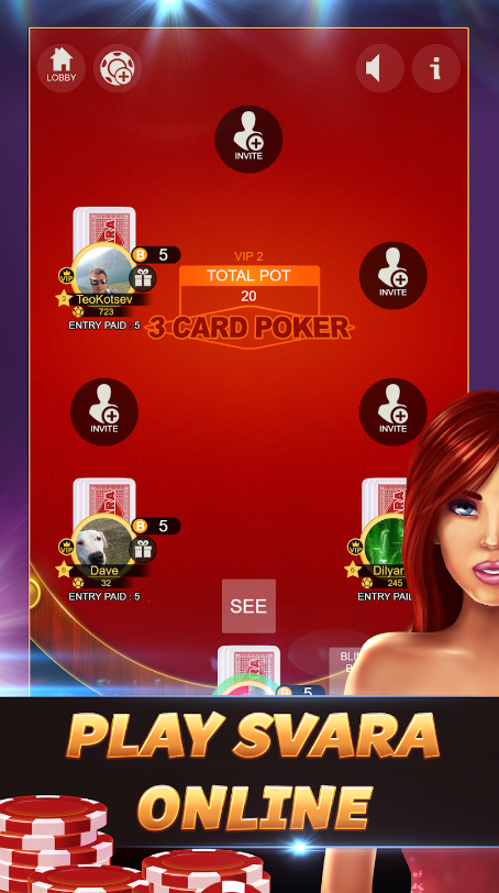 Svara 3 Card Poker Card Game Apk Free Download  1.0.19 screenshot 4