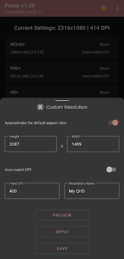Pixels Resolution+DPI Changer mod apk premium unlocked  1.35 screenshot 2