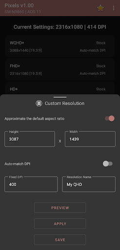 Pixels Resolution+DPI Changer premium apk unlocked everything free downloadͼƬ1