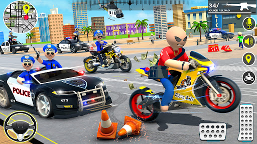 Stickman Police MotoBike Chase mod apk unlimited money  1.0.7 screenshot 2