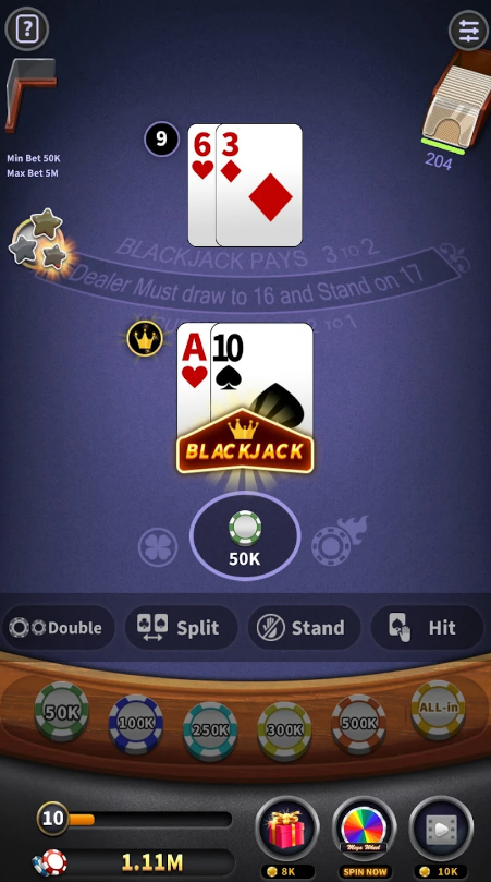 blackjack 21 offline games Mod Apk Free Chips Latest Version  1.9.8 screenshot 1