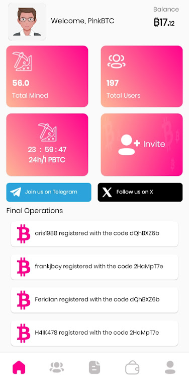 Pink BTC Friend Mining app free download for android  1.9 screenshot 1