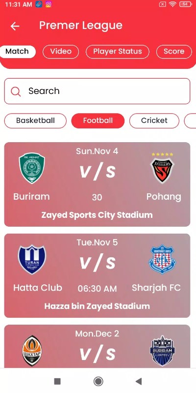 Live Score Sport app latest version  1.0.2 screenshot 2