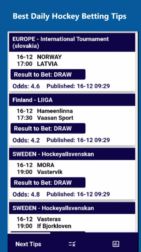 Hockey Betting Tips Draw Bets Free Download for Android  1.0.4 screenshot 3