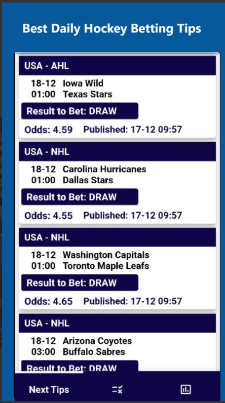 Hockey Betting Tips Draw Bets Free Download for Android  1.0.4 screenshot 2