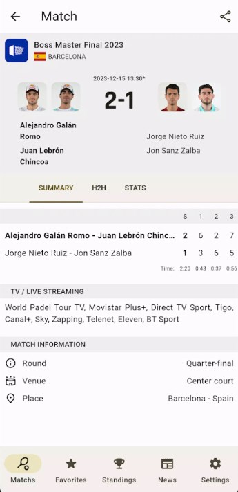 Padel LiveScore App for Android Download  1.5.0 screenshot 3