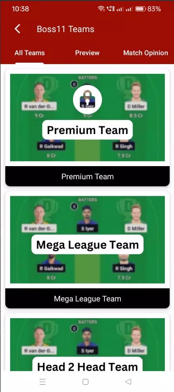 BOSS11 Dream Team Prediction App for Android Download  6.0 screenshot 3